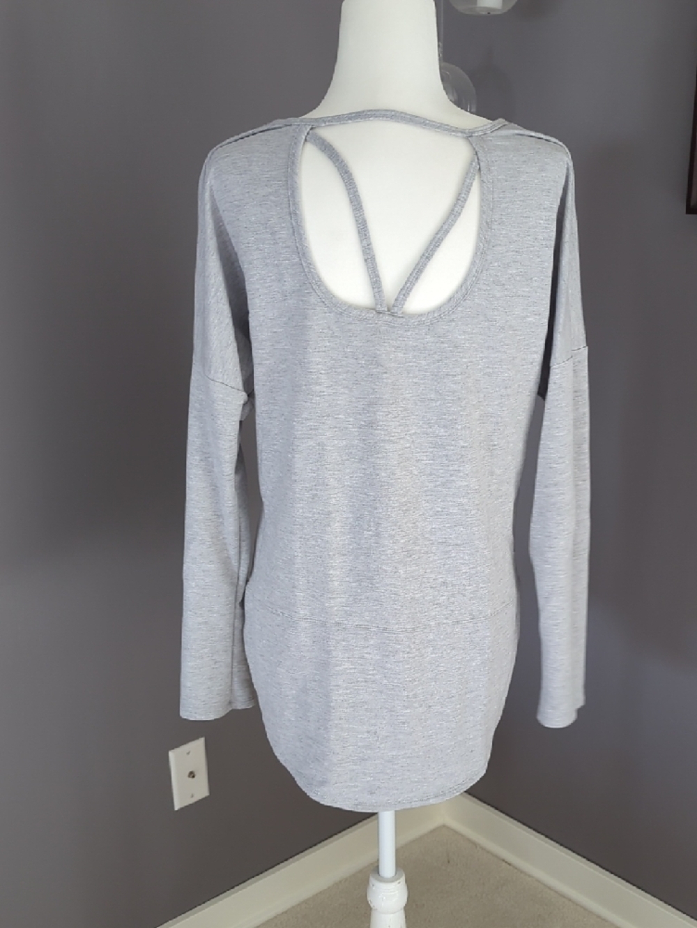 3 For $30. Marika Heather Light Gray V-Neck Long Sleeve Top